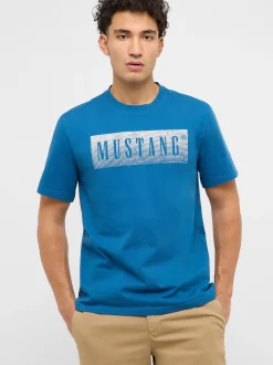 Mustang Herren T-Shirt in blau - Ausschnitt: Rundhals