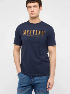 Mustang Herren T-Shirt in blau - Ausschnitt: Rundhals