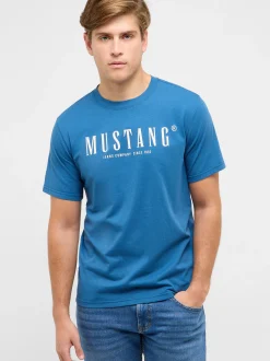 Mustang Herren T-Shirt in blau - Ausschnitt: Rundhals