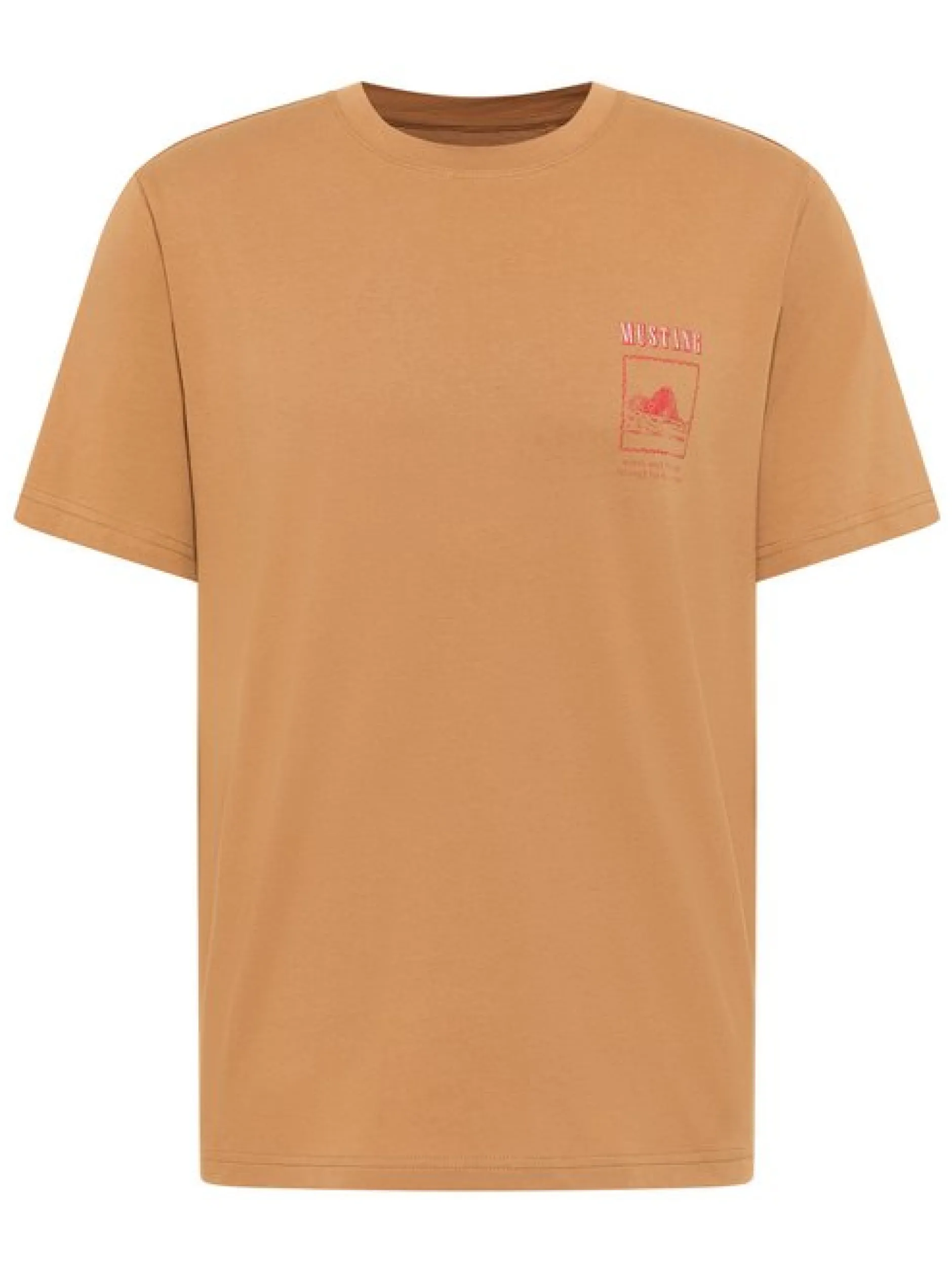 Mustang Herren T-Shirt in camel - Ausschnitt: Rundhals