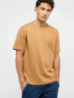 Mustang Herren T-Shirt in camel - Ausschnitt: Rundhals