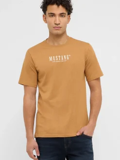 Mustang Herren T-Shirt in camel - Ausschnitt: Rundhals