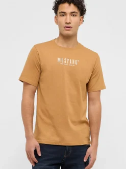 Mustang Herren T-Shirt in camel - Ausschnitt: Rundhals