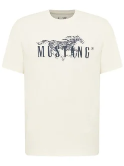 Mustang Herren T-Shirt in ecru - Ausschnitt: Rundhals