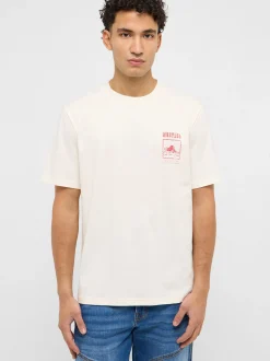 Mustang Herren T-Shirt in ecru - Ausschnitt: Rundhals