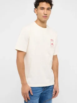 Mustang Herren T-Shirt in ecru - Ausschnitt: Rundhals