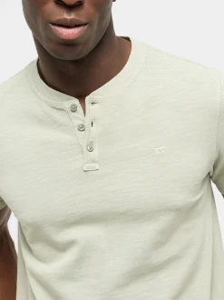 Mustang Herren T-Shirt in grün - Ausschnitt: Henley