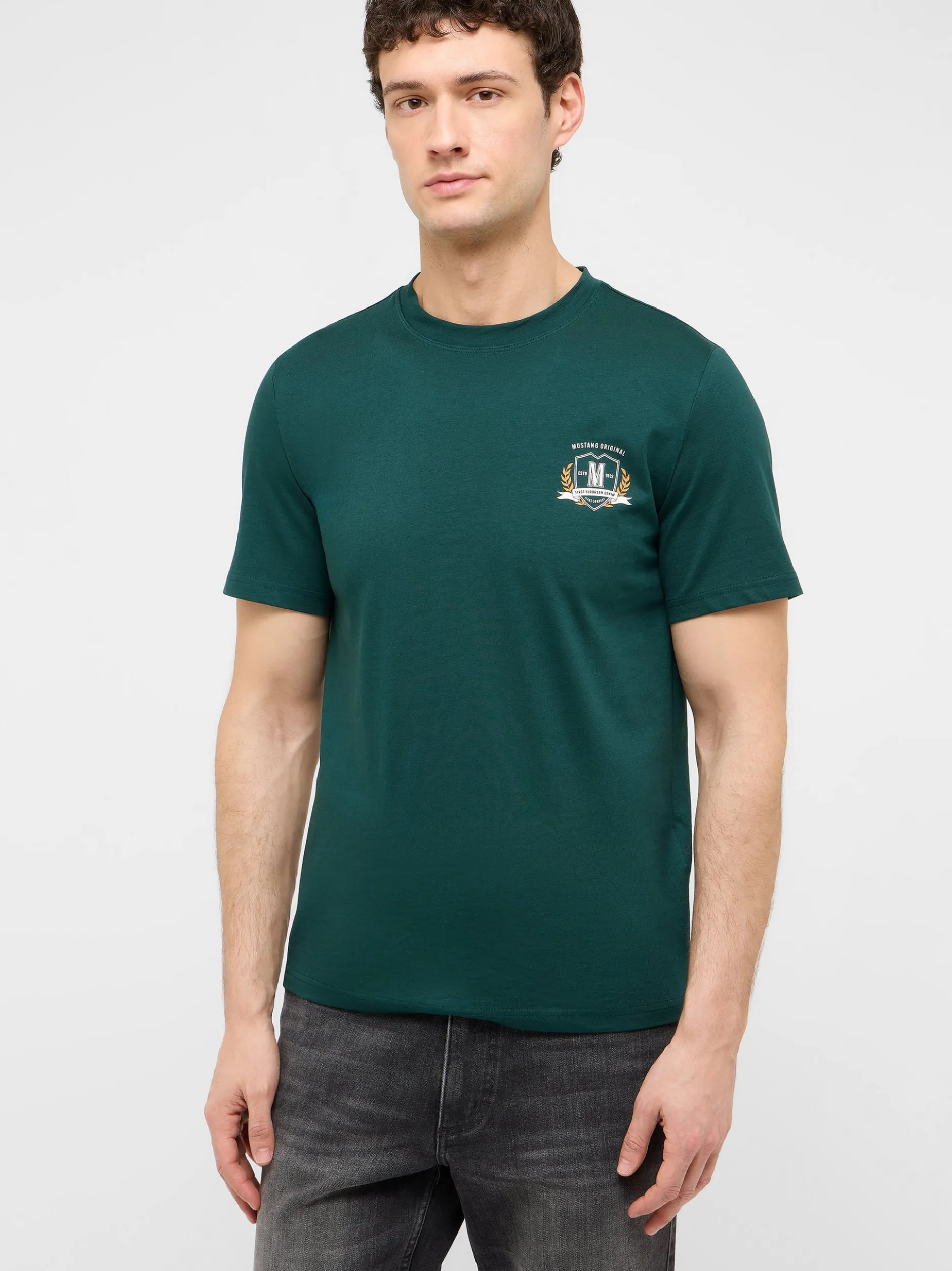 Mustang Herren T-Shirt in grün - Ausschnitt: Rundhals