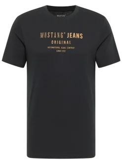 Mustang Herren T-Shirt in schwarz - Ausschnitt: Rundhals