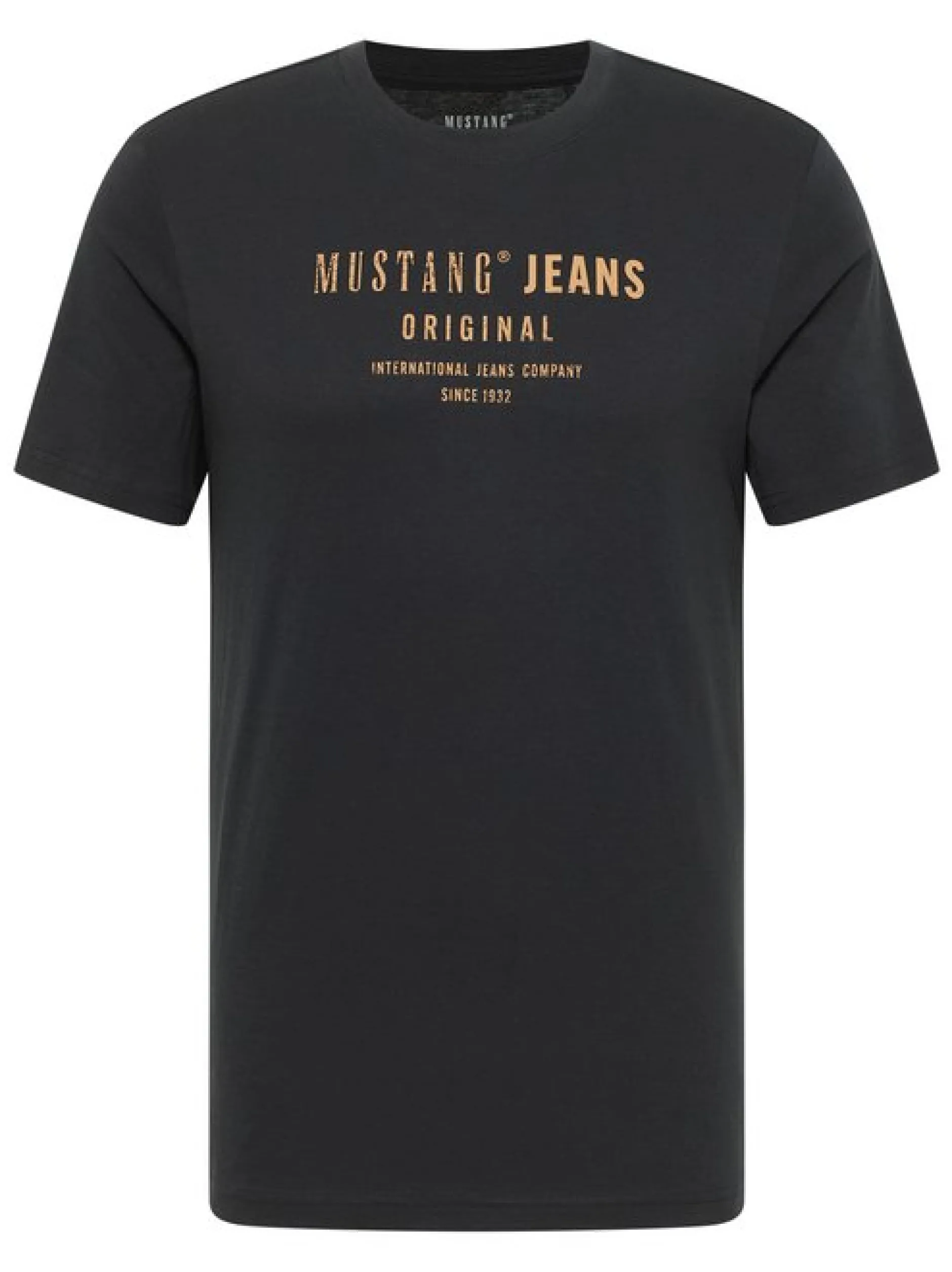 Mustang Herren T-Shirt in schwarz - Ausschnitt: Rundhals
