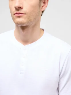 Mustang Herren T-Shirt in weiß - Ausschnitt: Henley