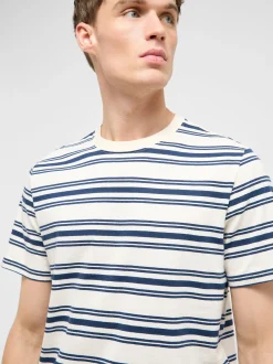 Mustang Herren T-Shirt in weiß blau - Ärmel: Halbarm
