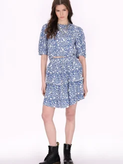 MyMo Damen Bluse in blau - Ausschnitt: Rundhals