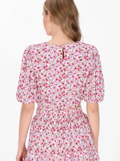 MyMo Damen Bluse in pink - Ausschnitt: Rundhals