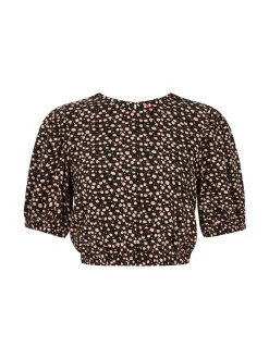 MyMo Damen Bluse in schwarz - Ausschnitt: Rundhals