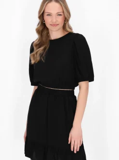 MyMo Damen Bluse in schwarz - Ausschnitt: Rundhals