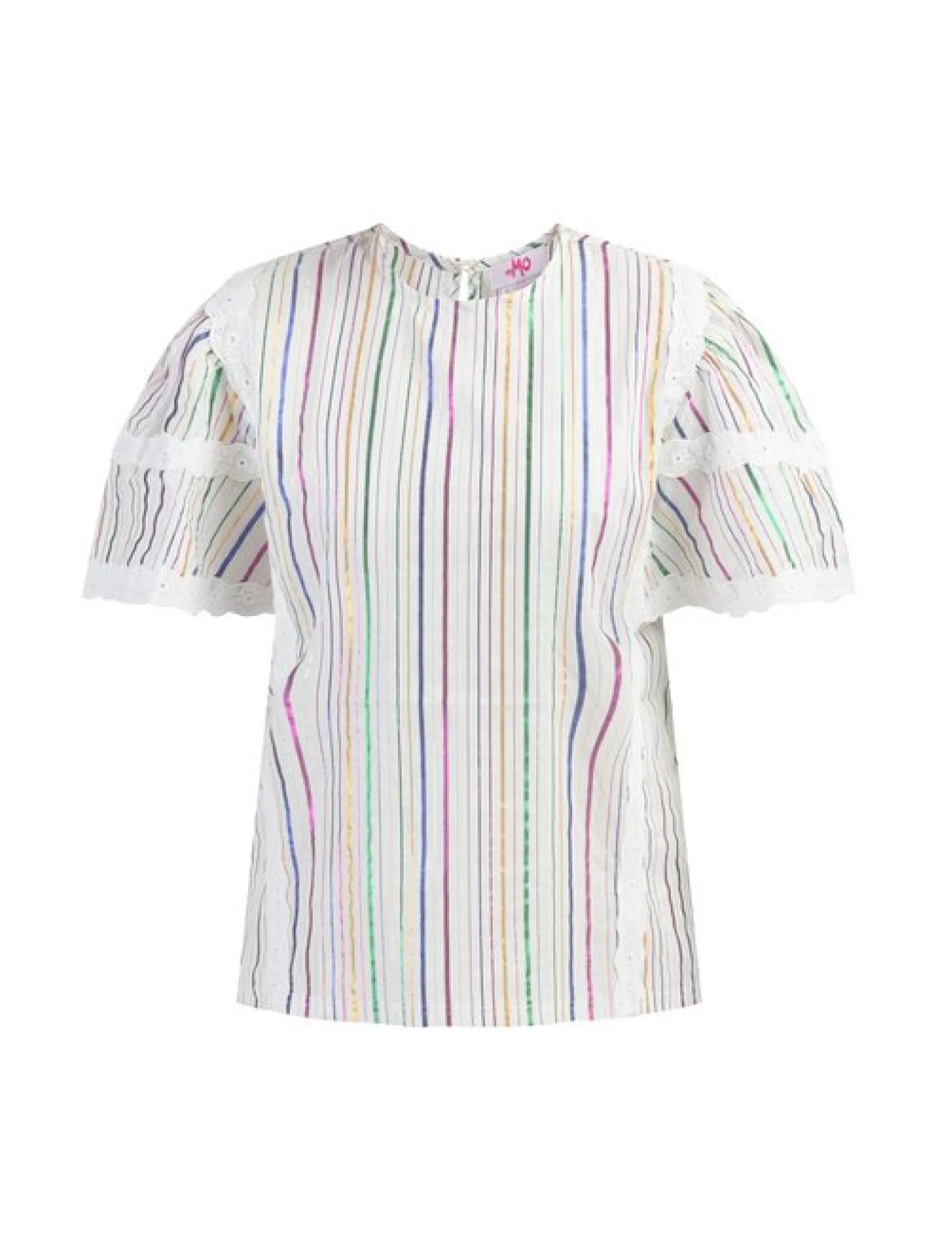 MyMo Damen Bluse mit Metallic-Streifen in weiß