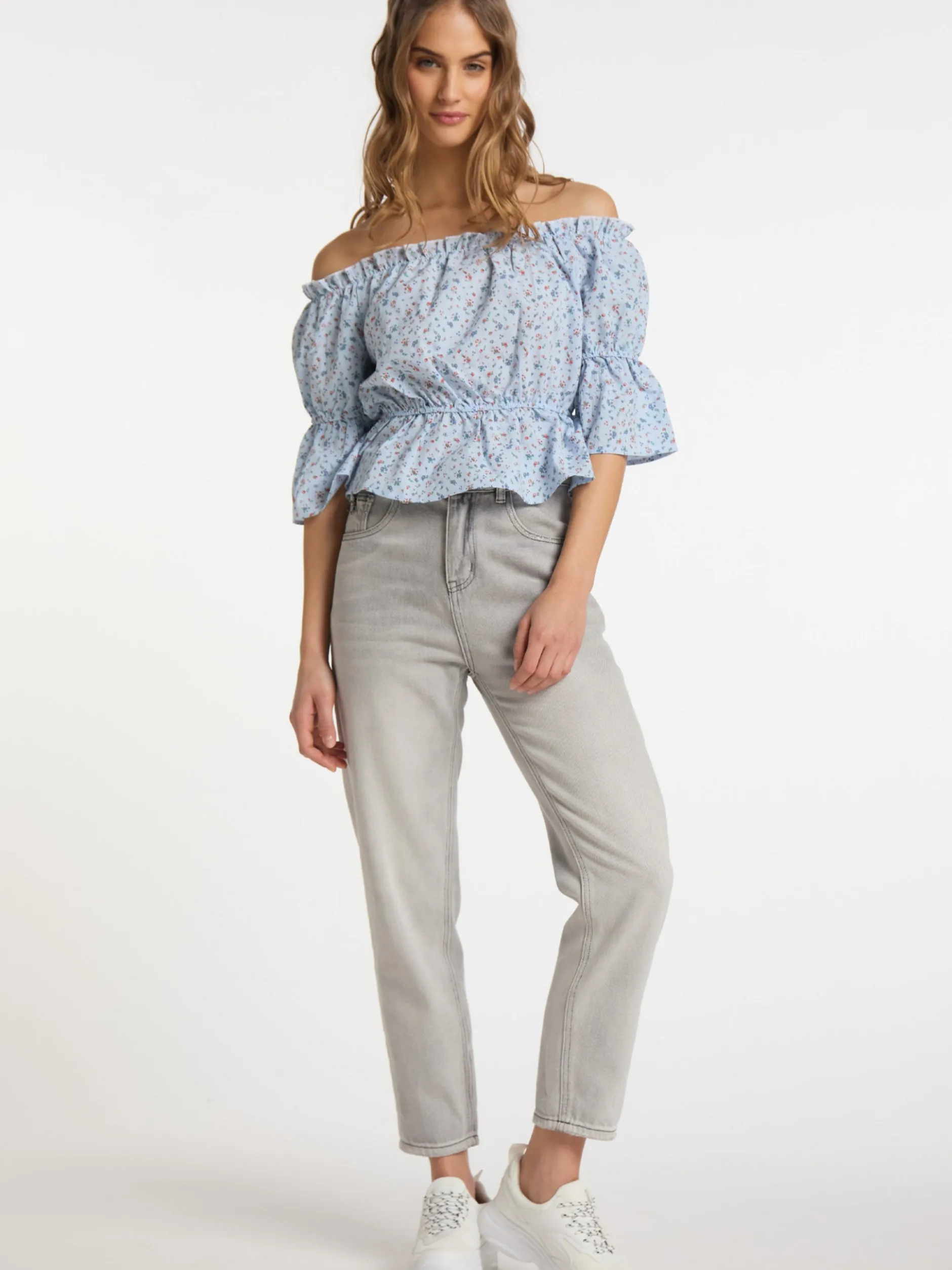 MyMo Damen Bluse mit Vichy-Muster in blau