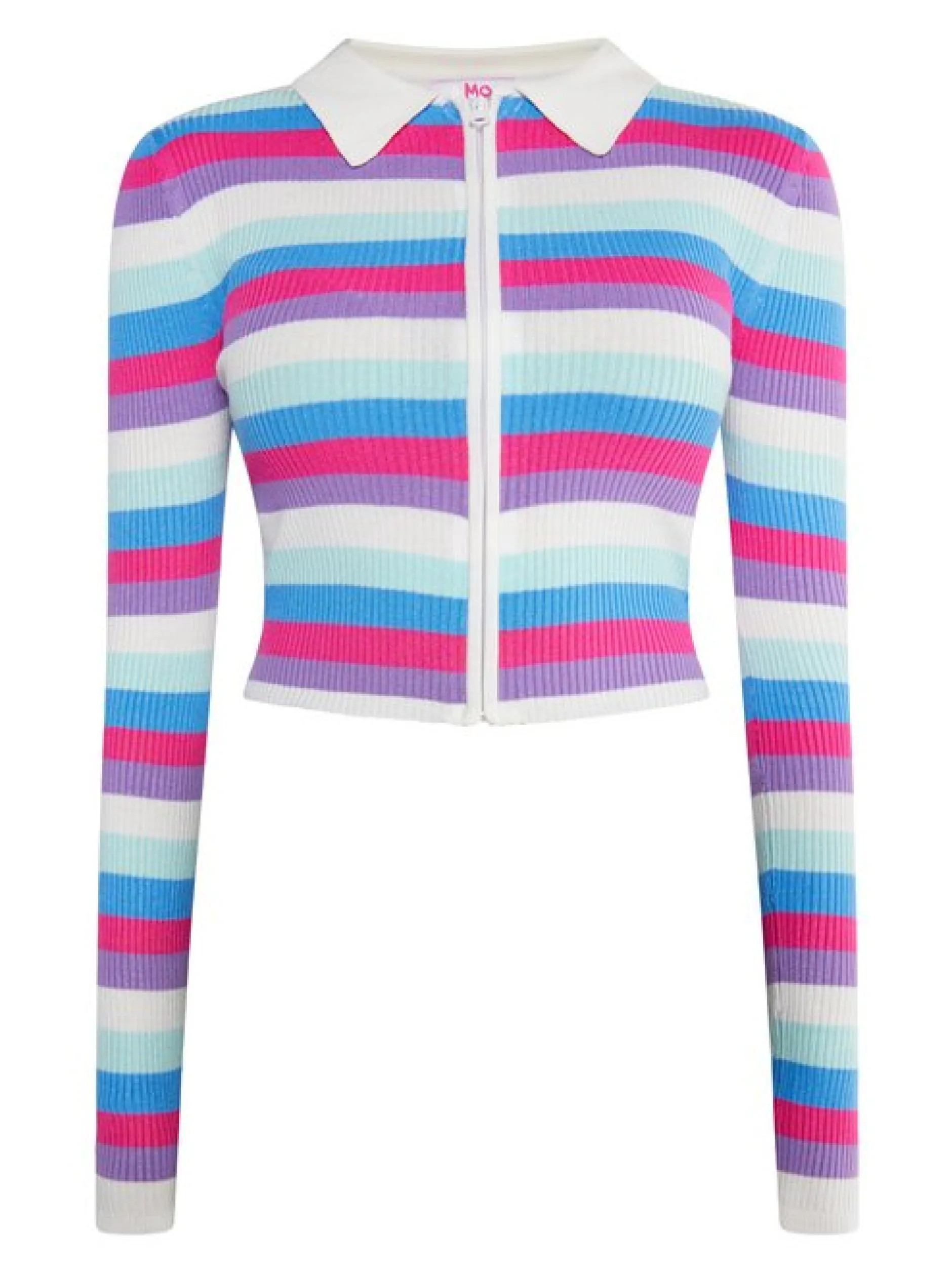 MyMo Damen Cropped Strickjacke in mehrfarbig