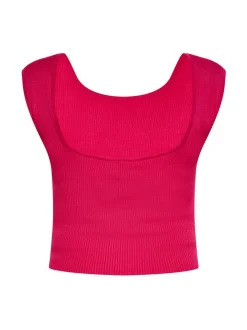 MyMo Damen Crop-Top in fuchsia - Ausschnitt: Rundhals