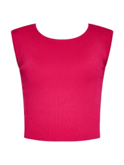 MyMo Damen Crop-Top in fuchsia - Ausschnitt: Rundhals