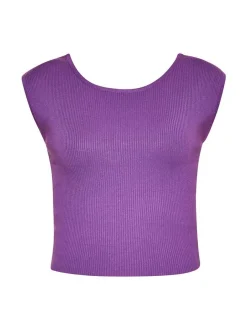 MyMo Damen Crop-Top in lila - Ausschnitt: Rundhals