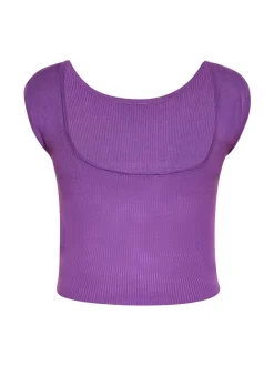 MyMo Damen Crop-Top in lila - Ausschnitt: Rundhals