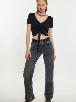 MyMo Damen Crop-Top in schwarz