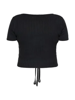 MyMo Damen Crop-Top in schwarz