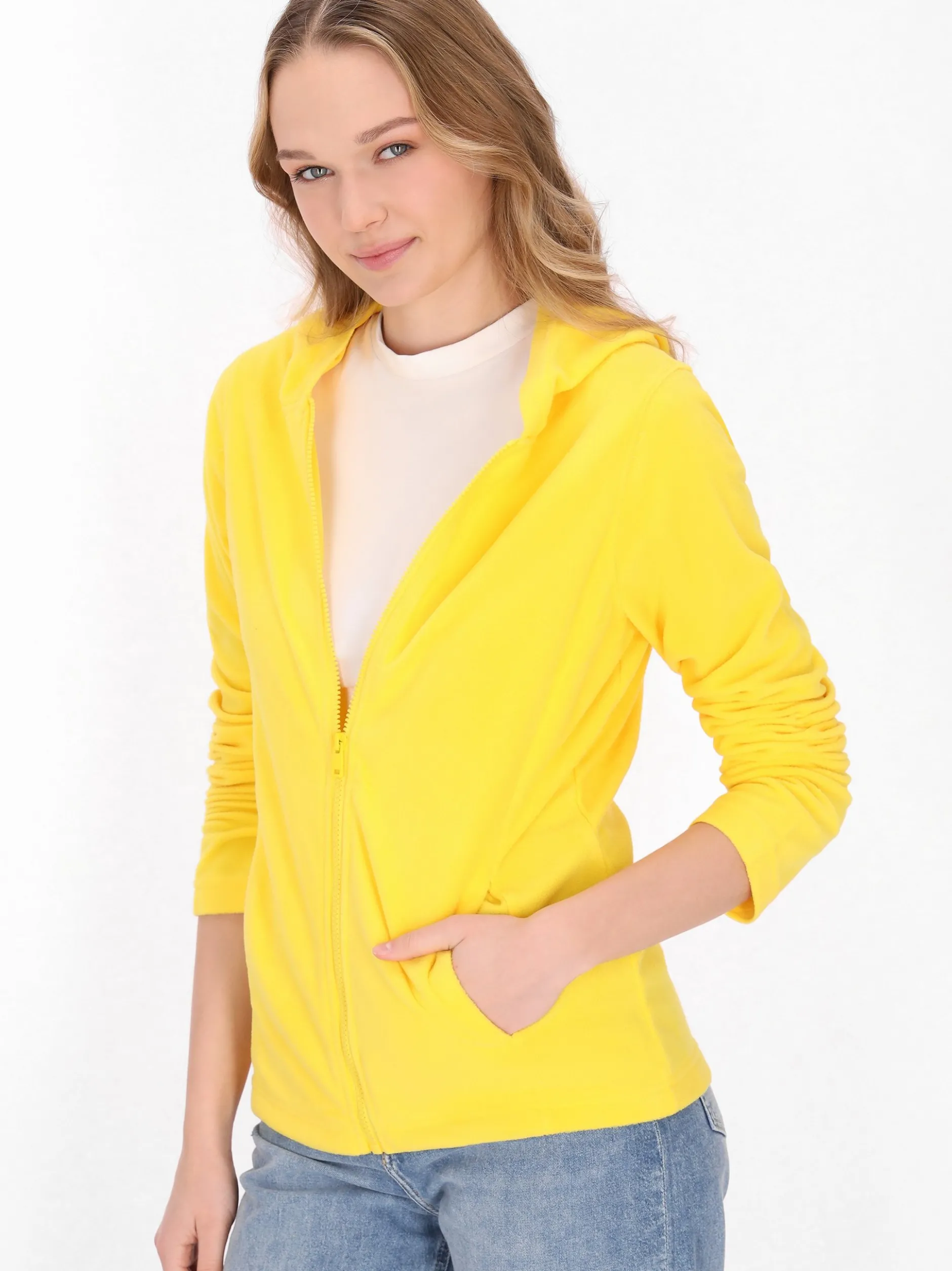 MyMo Damen Fleecejacke in gelb
