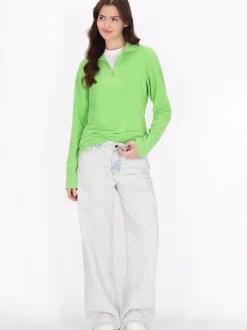 MyMo Damen Fleecepullover in grün