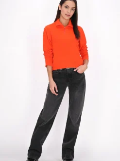 MyMo Damen Fleecepullover in orange