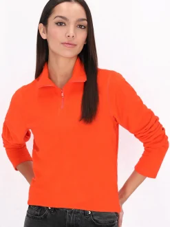 MyMo Damen Fleecepullover in orange