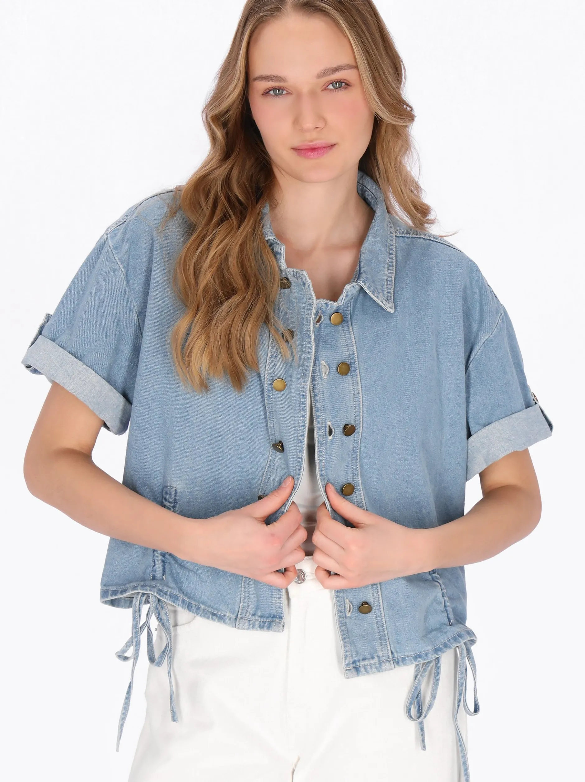 MyMo Damen Jeansbluse in blau