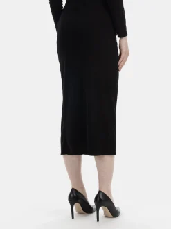 MyMo Damen Jersey-Midirock in schwarz - Länge: mittel