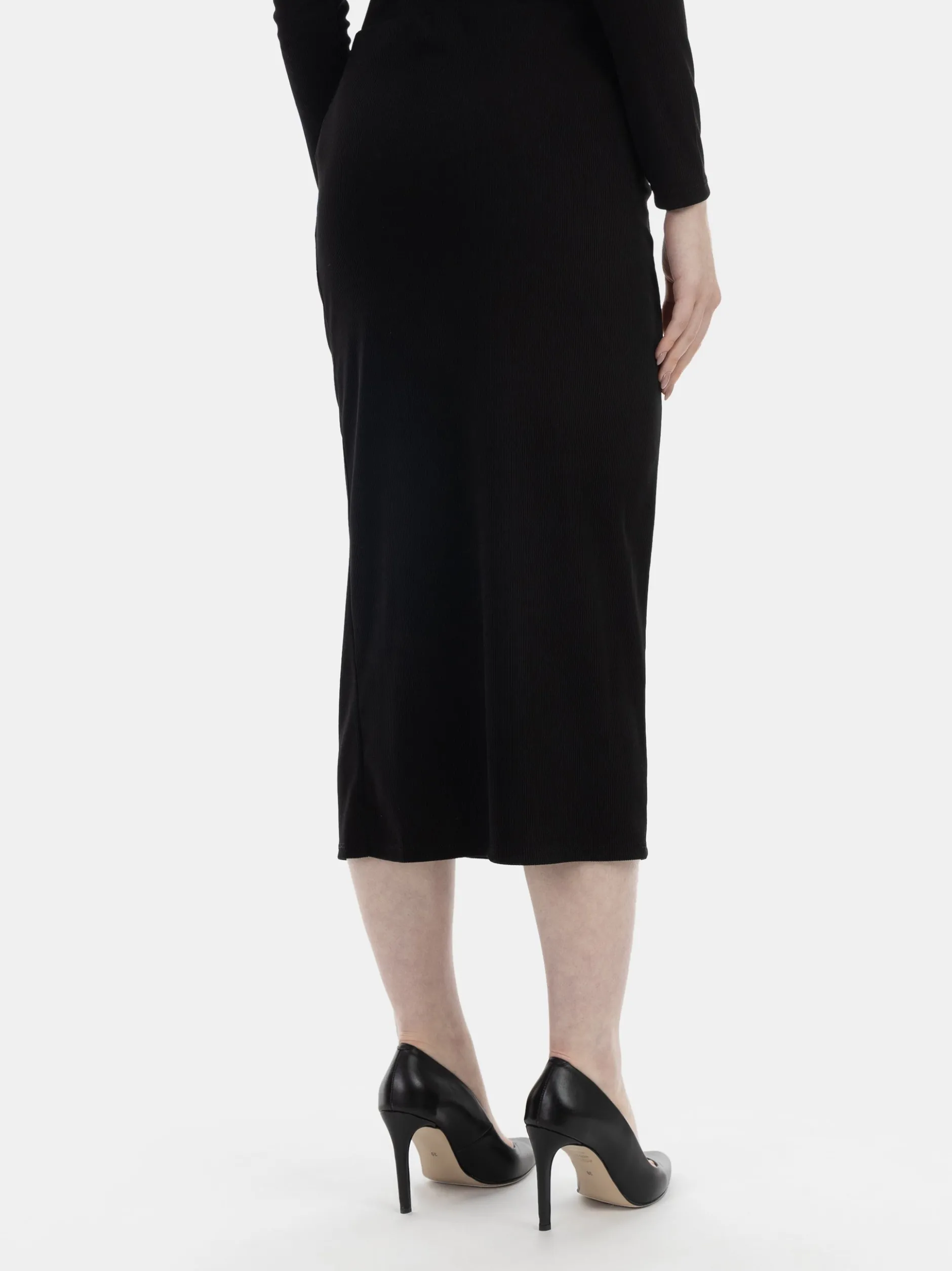 MyMo Damen Jersey-Midirock in schwarz - Länge: mittel