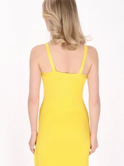 MyMo Damen Kleid in gelb - Länge: mittel