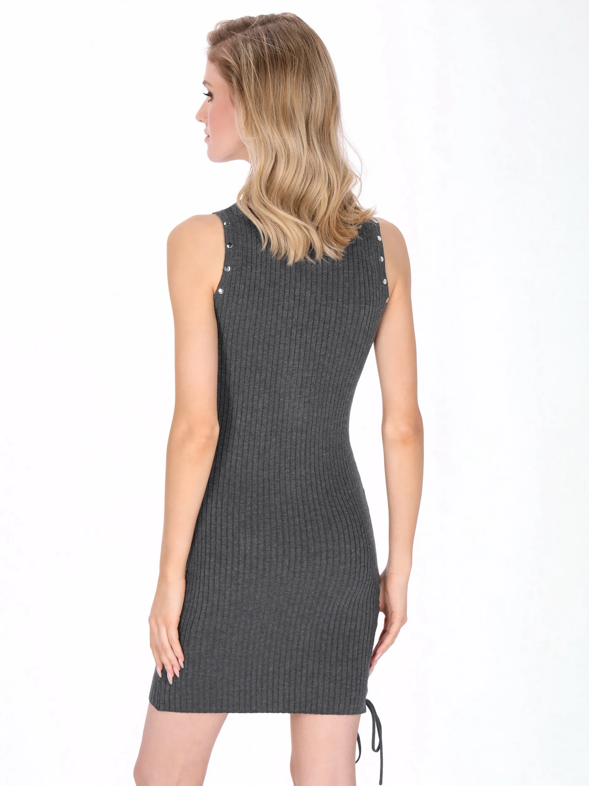 MyMo Damen Kleid in grau - Ausschnitt: Rundhals