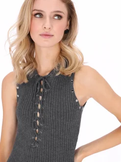 MyMo Damen Kleid in grau - Ausschnitt: Rundhals