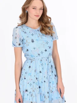 MyMo Damen Kleid in hellblau - Ausschnitt: Rundhals