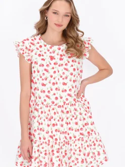 MyMo Damen Kleid in rot - Ausschnitt: Rundhals