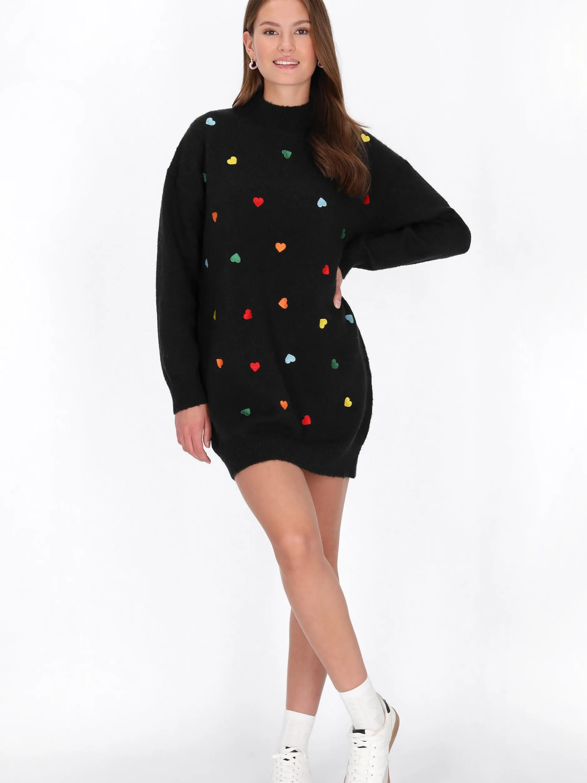 MyMo Damen Kleid in schwarz - Länge: mittel