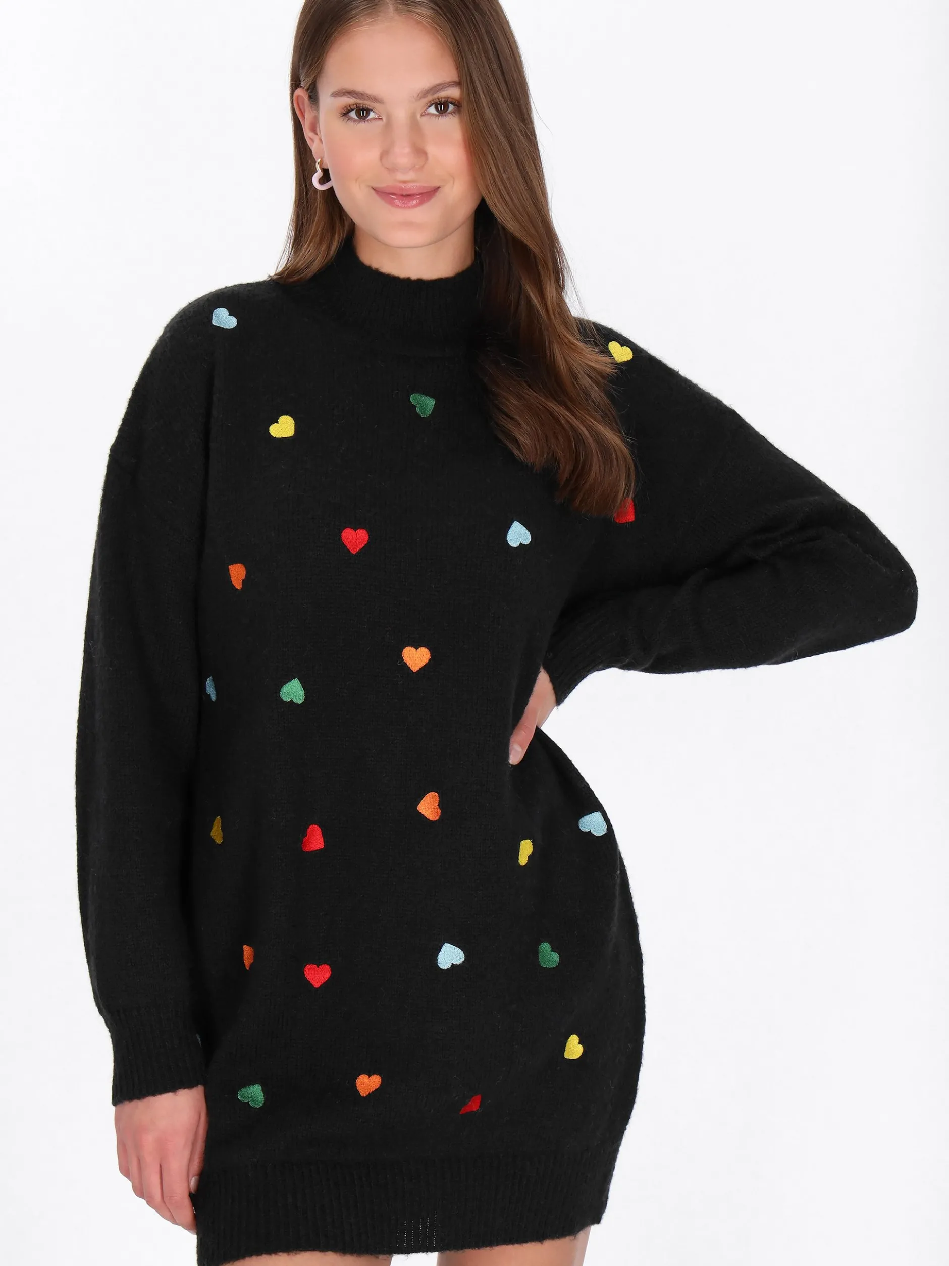MyMo Damen Kleid in schwarz - Länge: mittel