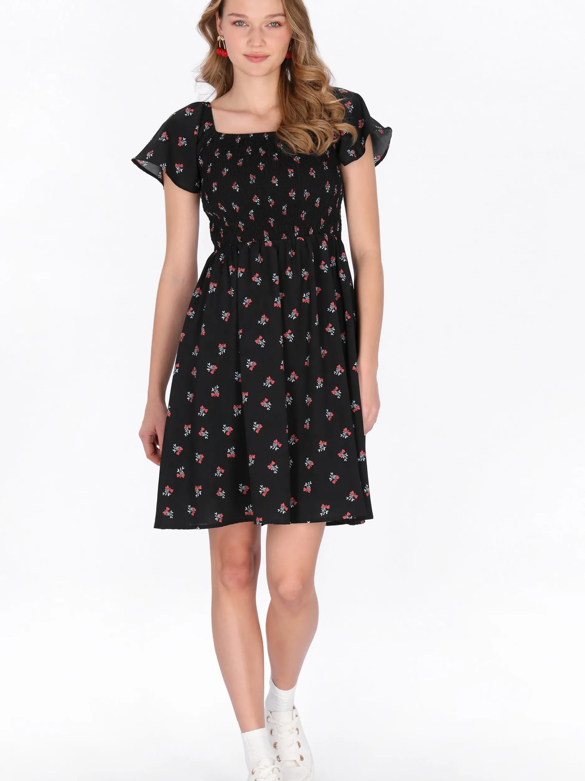 MyMo Damen Kleid in schwarz - Länge: mittel