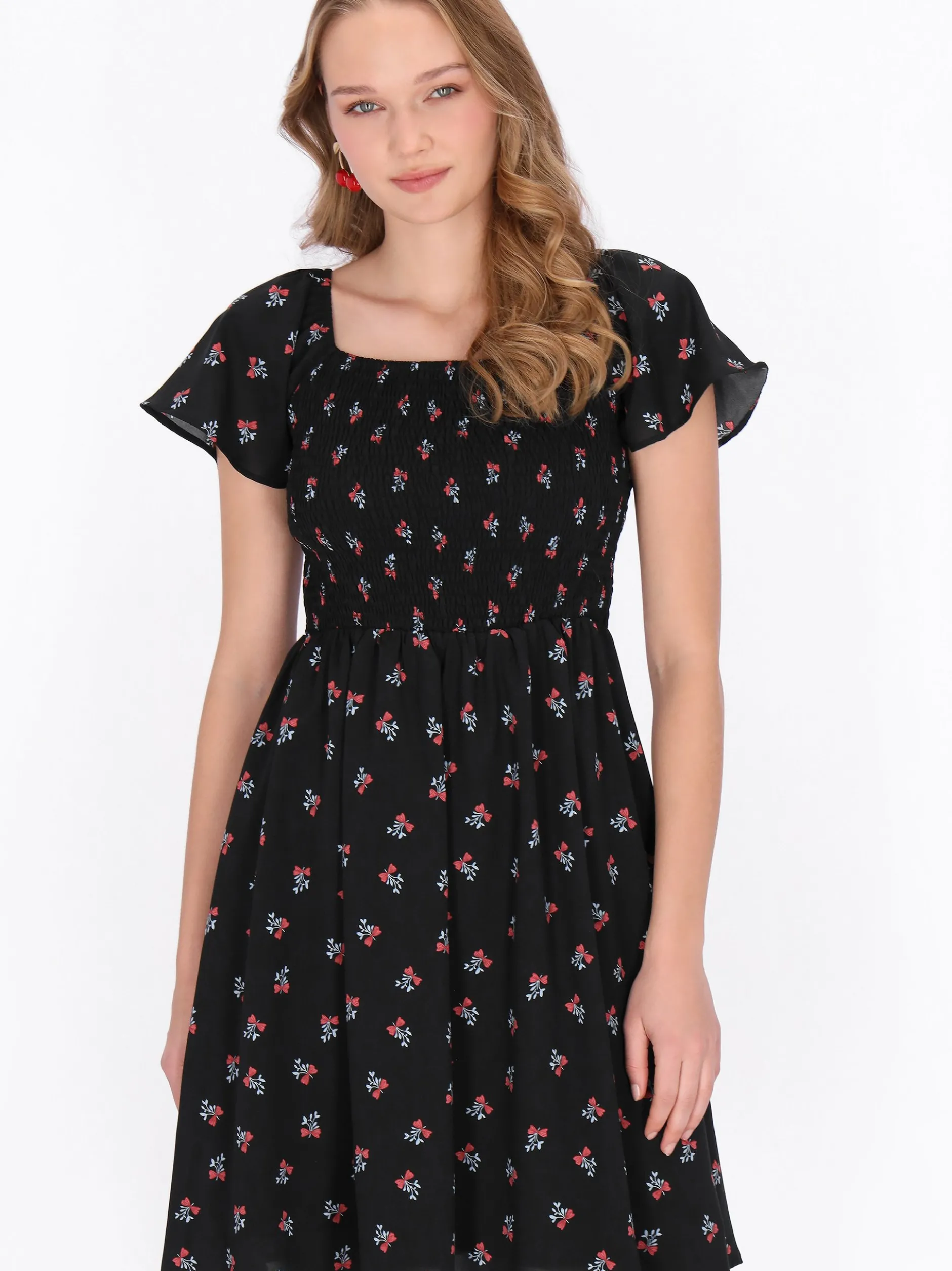 MyMo Damen Kleid in schwarz - Länge: mittel