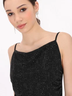 MyMo Damen Kleid in schwarz - Länge: mittel
