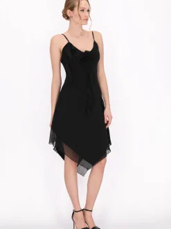 MyMo Damen Kleid in schwarz - Länge: mittel