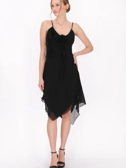MyMo Damen Kleid in schwarz - Länge: mittel