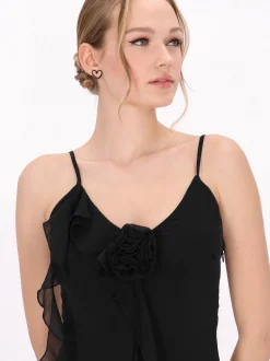 MyMo Damen Kleid in schwarz - Länge: mittel