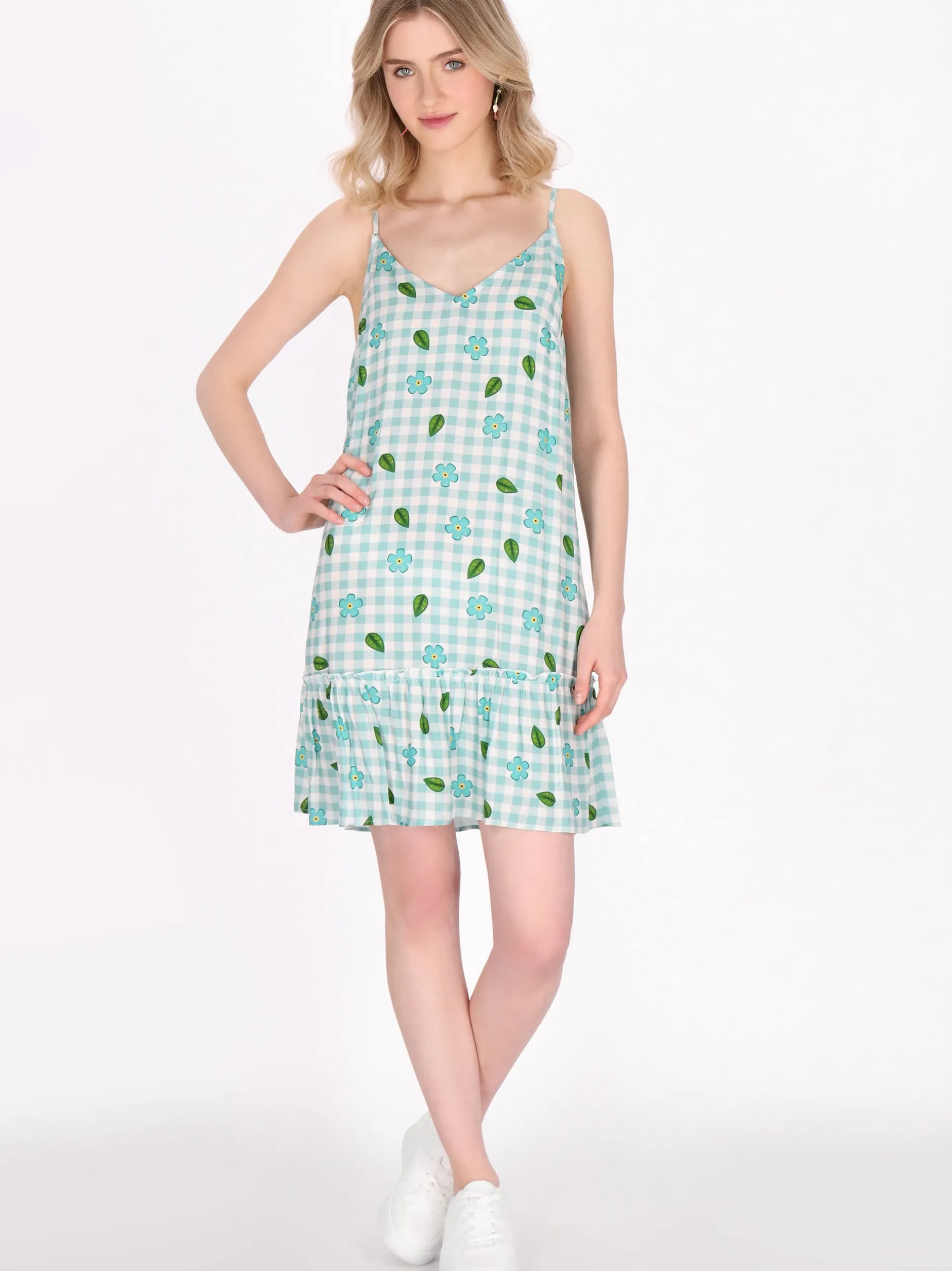 MyMo Damen Kleid in türkis - Länge: mittel